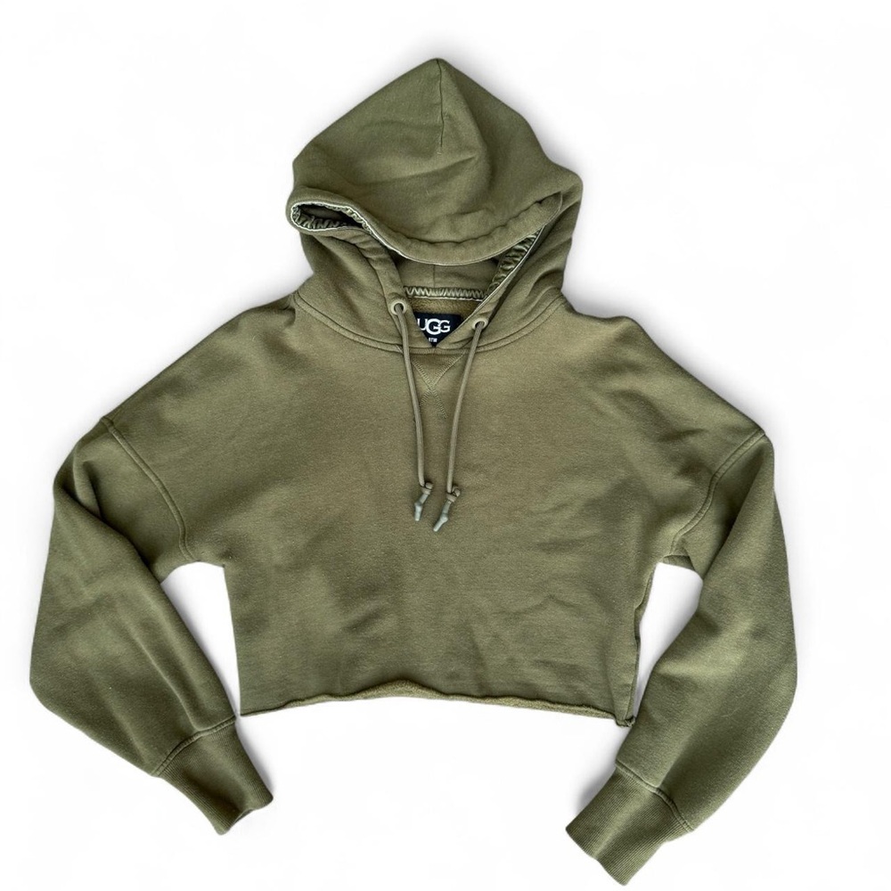 UGG Cropped Oversized Olive Green Fleece Hoodie